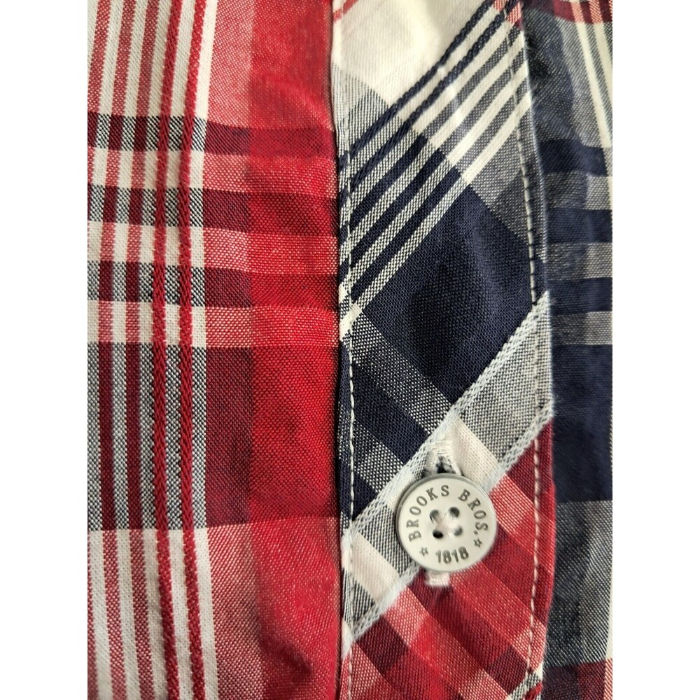 Brooks Brothers Red Fleece Plaid Sleeveless Dress Size 6 Red White Navy - Picture 10 of 14
